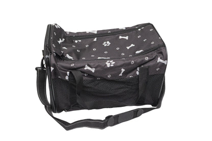 Pawfect Essentials™ CozyBone Carrier - Plush Travel Den for Paws on the Go (Black w/ Bone)