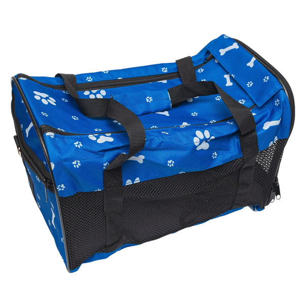 Pawfect Essentials™ CozyBone Carrier - Plush Travel Den for Paws on the Go (Blue w/ Bone)