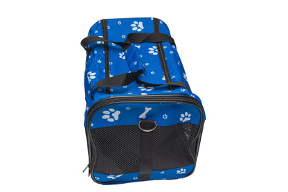 Pawfect Essentials™ CozyBone Carrier - Plush Travel Den for Paws on the Go (Blue w/ Bone)