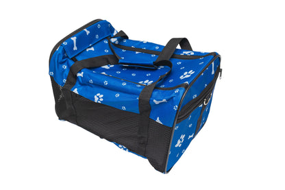 Pawfect Essentials™ CozyBone Carrier - Plush Travel Den for Paws on the Go (Blue w/ Bone)