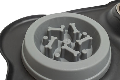 Pawfect Essentials™ BoneBuddy Dual Dish Tray – All-in-One Mealtime Station for Pets (Black)