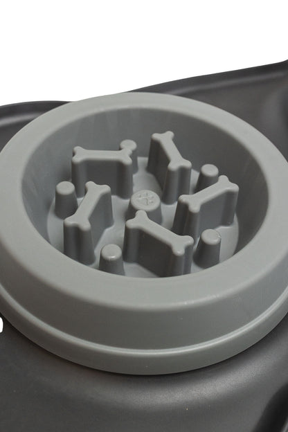 Pawfect Essentials™ BoneBuddy Dual Dish Tray – All-in-One Mealtime Station for Pets (Black)