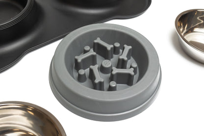 Pawfect Essentials™ BoneBuddy Dual Dish Tray – All-in-One Mealtime Station for Pets (Black)