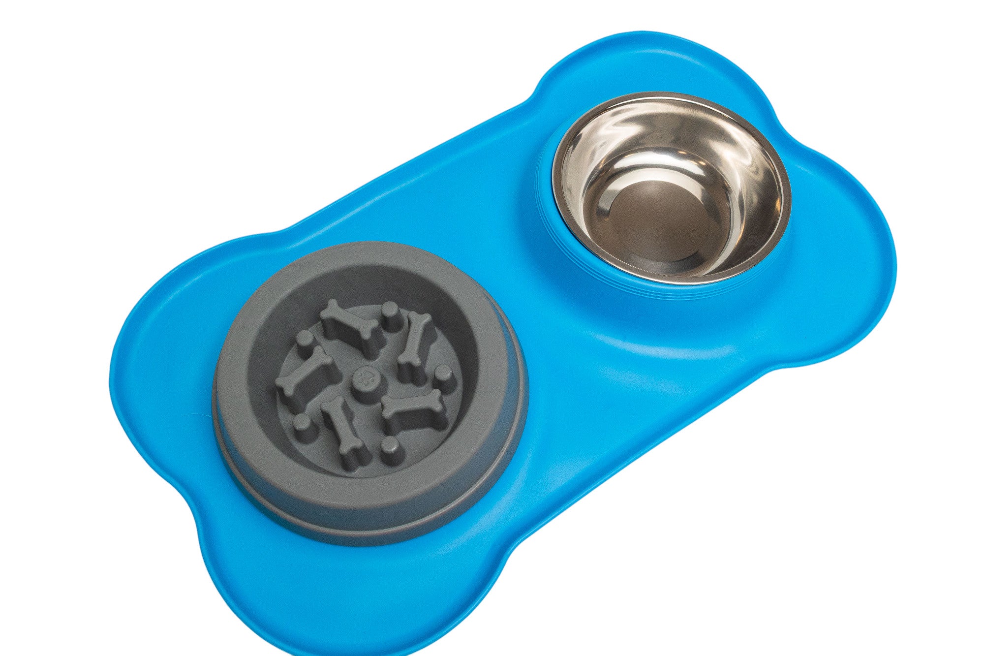 Pawfect Essentials™ BoneBuddy Dual Dish Tray – All-in-One Mealtime Station for Pets (Blue)