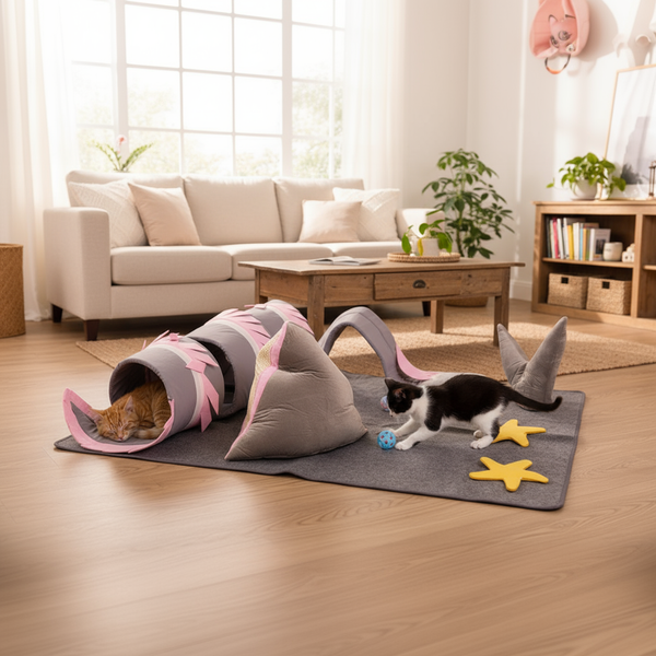 Pawfect Essentials™ Shark Ocean Scene Cat Mat Portable Playset