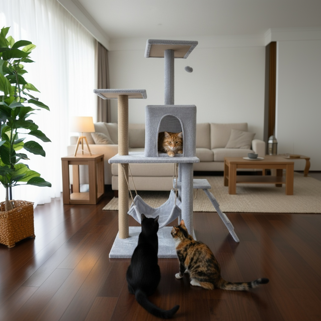 Pawfect Essentials™ Beige/Light Gray Plush Cat Tree