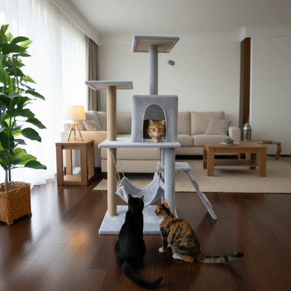 Pawfect Essentials™ Beige/Light Gray Plush Cat Tree