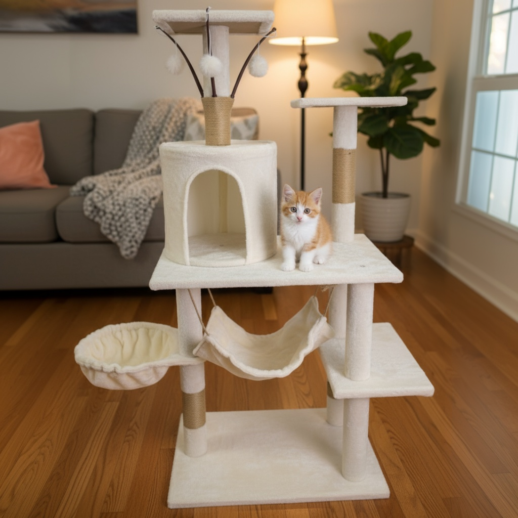 Pawfect Essentials™ Light Beige Plush Cat Tree