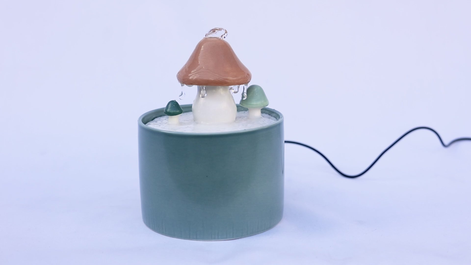 Ceramic Mushroom Pet Water Fountain with Filter & USB Pump